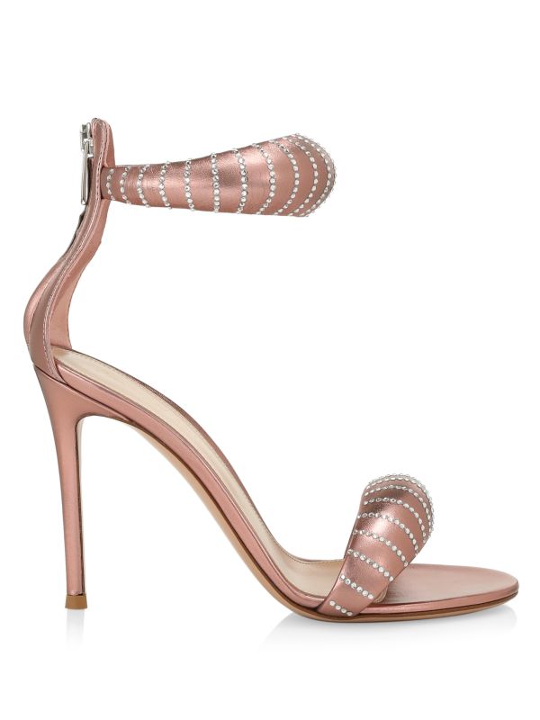 Gianvito Rossi Bijoux Metallic Crystal-Embellished Leather Sandals